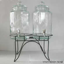 Tarro de cristal grande de 2PCS 5000ml 19gallon con el soporte del metal